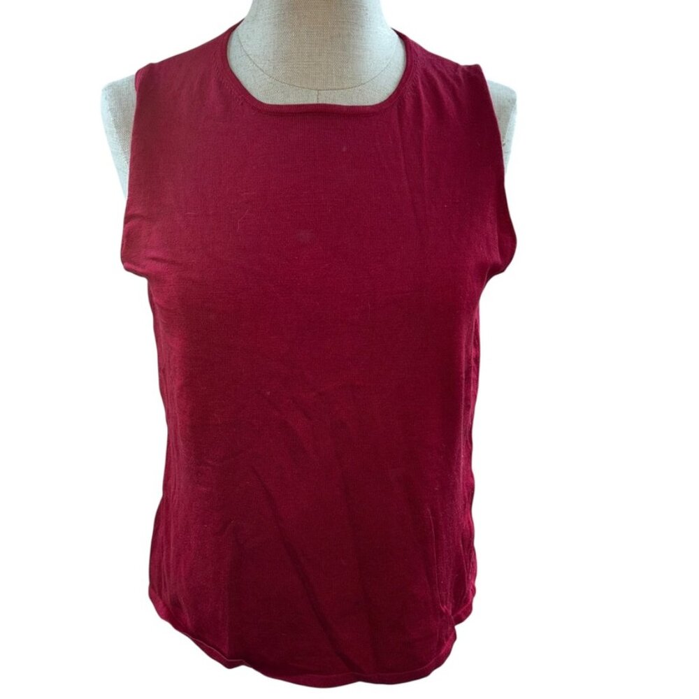 barneys new york Holiday Red silk blend sleeveless sweater vest top M